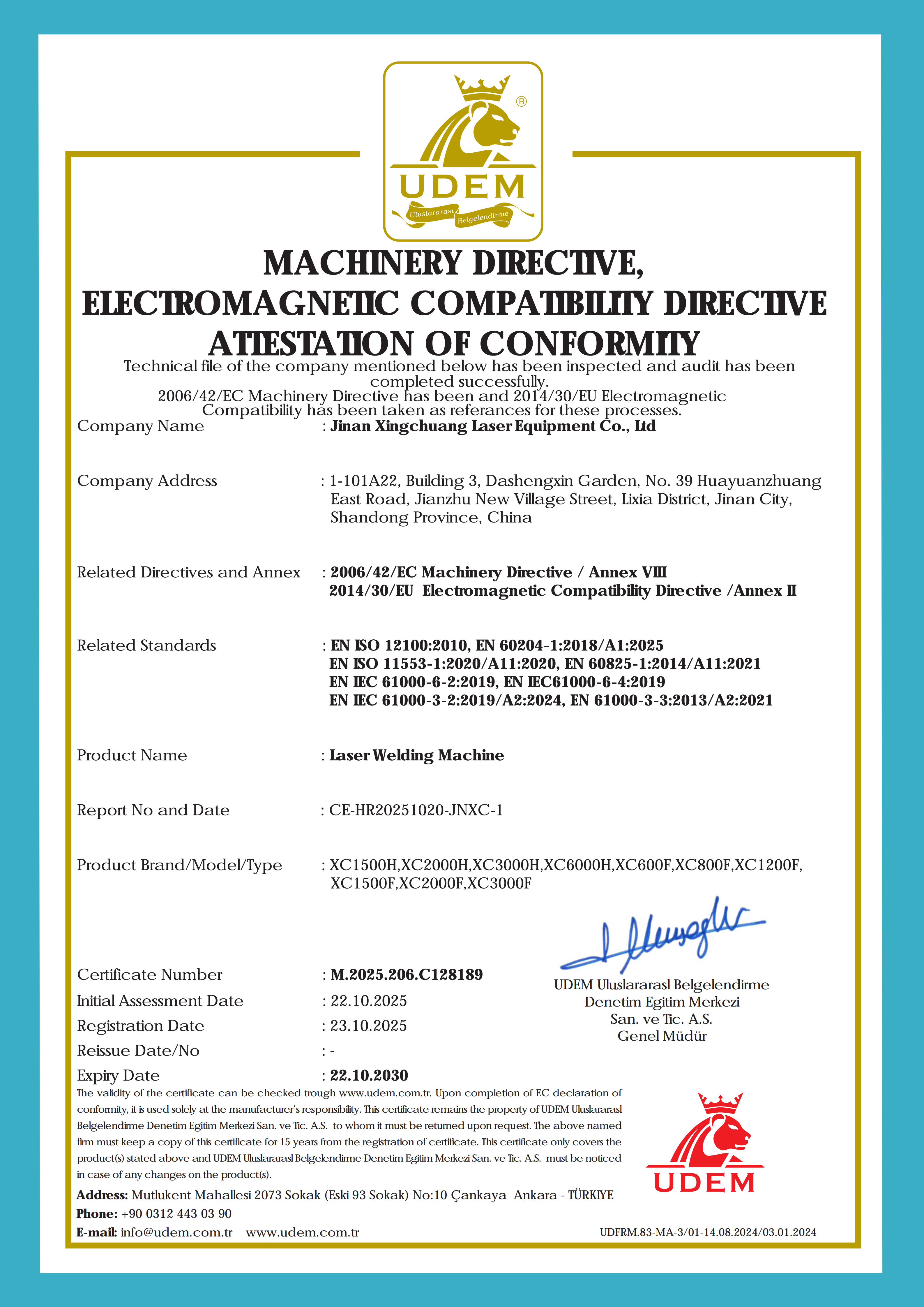 Enterprise certificate CE - 激光焊接机 Welding Machine_01